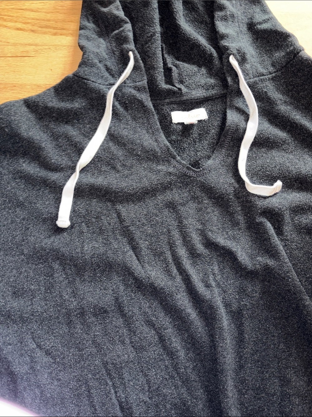 Colsie Dark Gray Hooded Scoop Neck Sweater - Picture 3 of 4